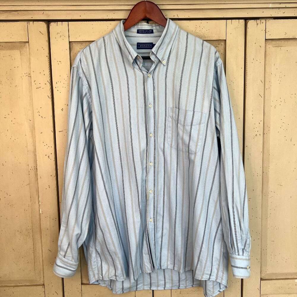 J. McLaughlin Supima Cotton Stripe Button Down Shirt, XL